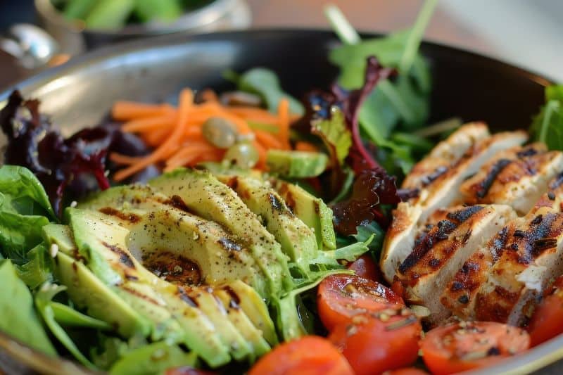 ensalada de pollo y aguacate
