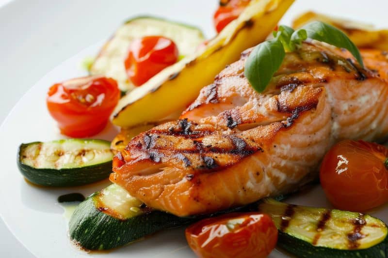 salmón con verduras