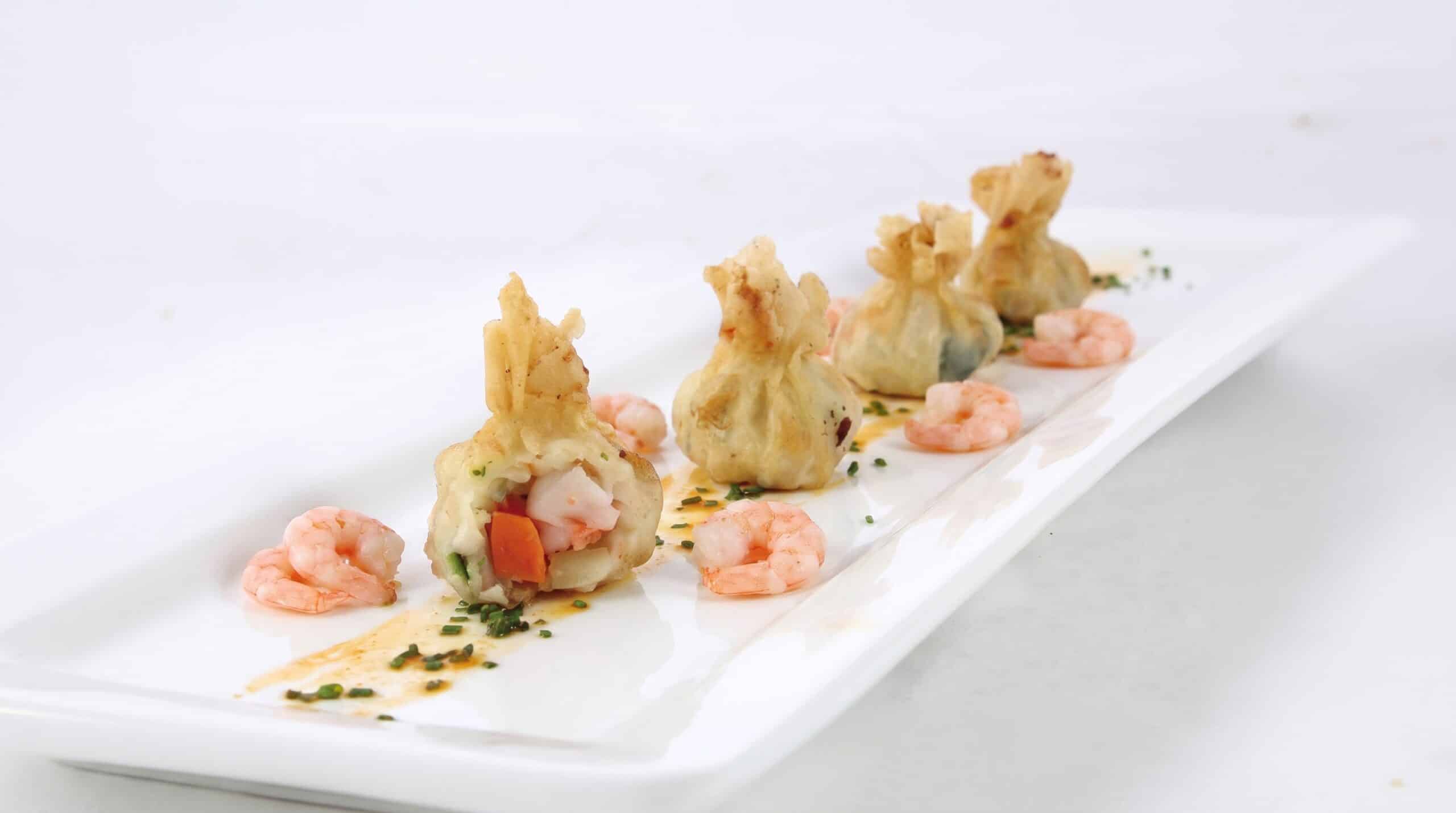 saquitos de langostinos